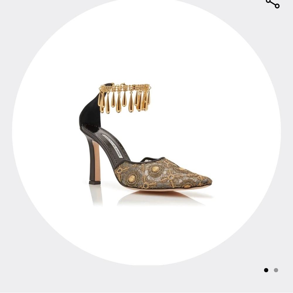 Manolo Blahnik gold and Black Harnicus Shoes size 41 - Picture 10 of 10